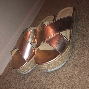 rose gold slide sandals